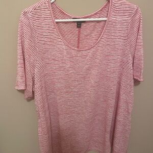 Lane Bryant Red Striped Short Sleeve Top